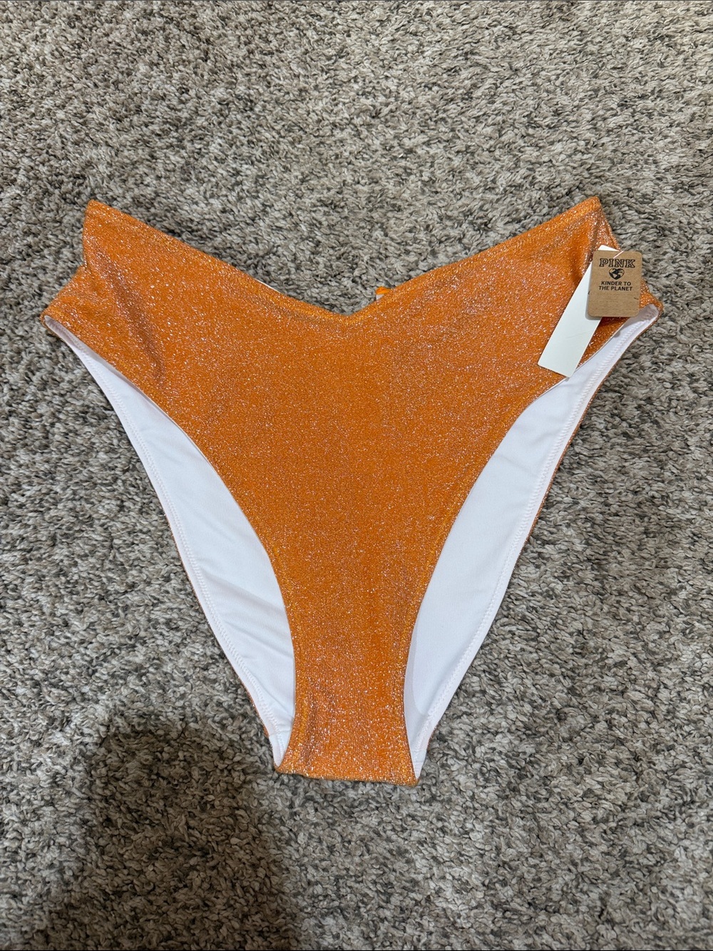 PINK Victoria's Secret Orange Shimmery High-Cut Bikini Bottom